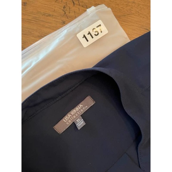 LIsa Rinna Overlay Blouse Navy - XL - Picture 3 of 5